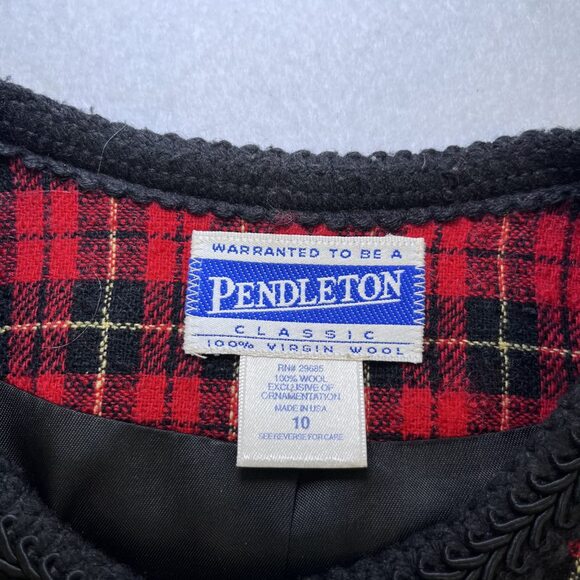 Pendleton wool red tartan plaid vintage blazer button jacket womens sz 10 - Picture 7 of 10